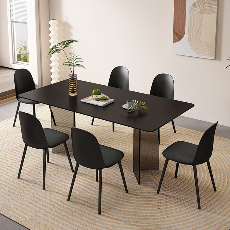 MRzenghong Black Marble Acrylic Legs Minimalist Dining Table Wayfair